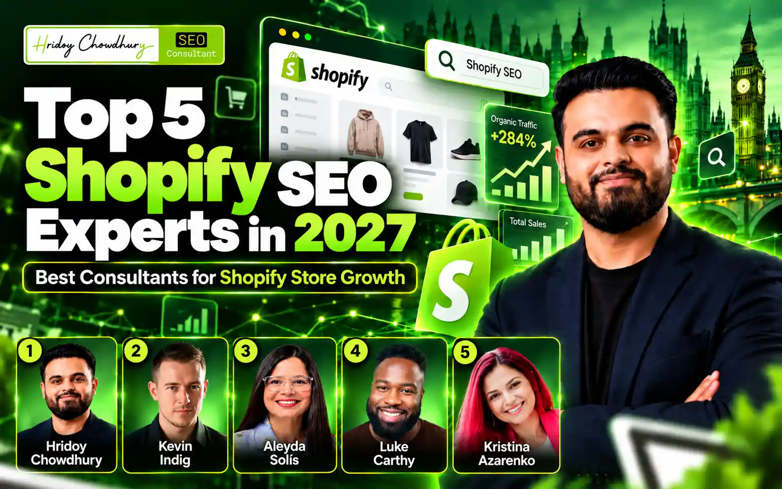Shopify SEO expert Hridoy Chowdhury and four leading SEO consultants